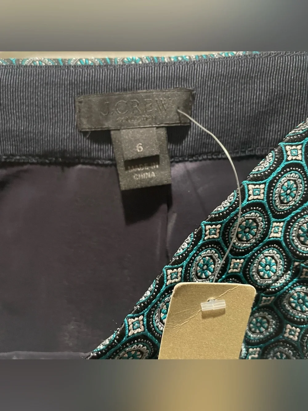 NWT J.Crew Collection Silk Jacquard Teal Geometric Mini Skirt Sz 6 Cocktail Rave